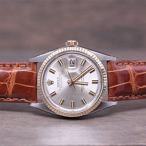 rolex datejust 1971 on brown leather strap|rolex datejust strap guide.